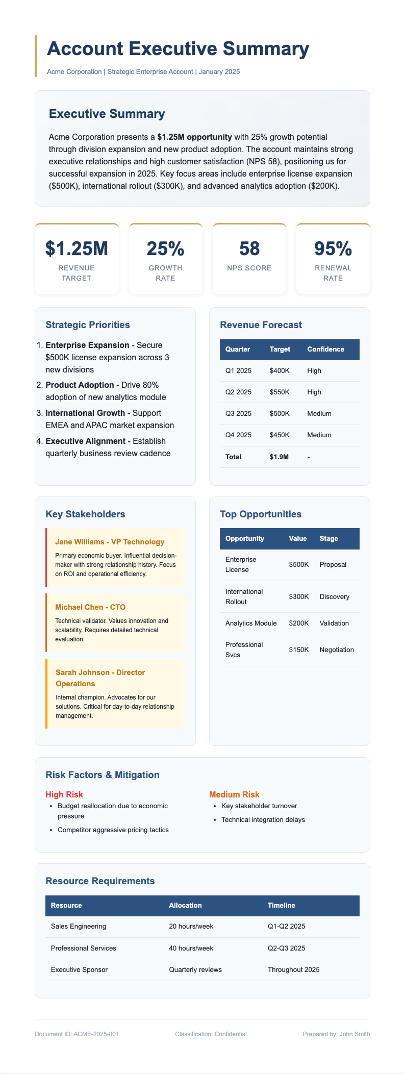 Executive summary sales account plan